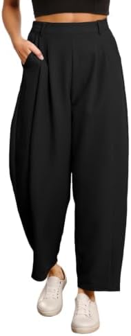 EVALESS Womens Wide Leg Barrel Pants with Pockets