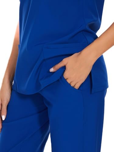 COZYFIT Scrubs for Women Set - Stretch V-Neck & Jogger Pant with 9 Pockets