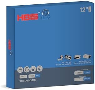 10 Pack 12 Inch Thin Cut-Off Wheel for Metal & Stainless Steel, Type 1 General Purpose Cutting Disc, 1/8 Inch Thickness, 1 Inch Arbor, High-Performance Chop Saw & Cut-Off Saw Blades - HB996745