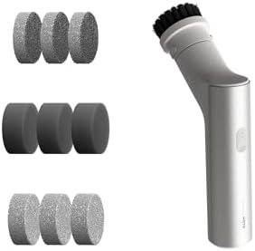 HOTO 9 Pcs Replacement Pads + HOTO Handheld Short-Handle Electric Spin Scrubber