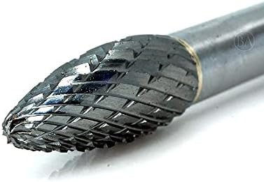 Benchmark Abrasives 6” Flame Shape Double Cut Tungsten Carbide Die Grinder Bits Metal Deburring Tool Rotary Burr, 1/4 Inch Shaft, Engraving Tool for Woodworking Shaping Carving (SH-2)