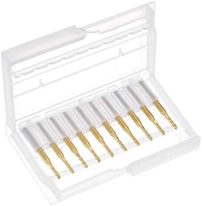 uxcell 10Pcs 1.9mm Titanium Coat Carbide End Mill Engraving Milling Cutter CNC Router Bits for PCB Machine, 1/8" Shank