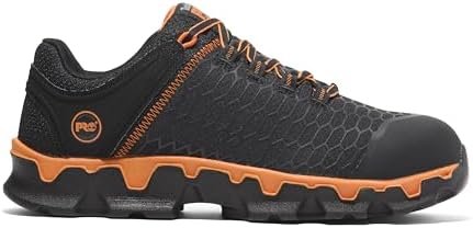 Timberland PRO Men's Powertrain Sport Alloy Safety Toe Industrial Athletic Work Shoe, Black/Orange-2024 New, 10