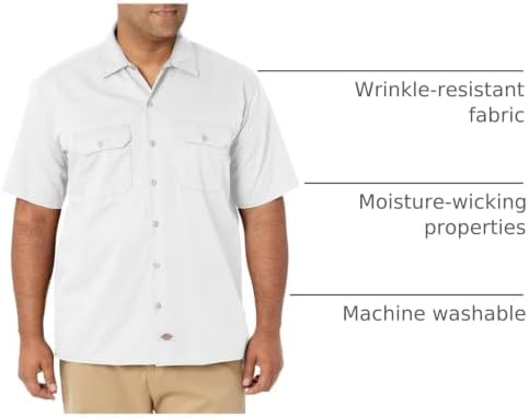 Dickies Men’s Short Sleeve Work Shirt – Durable Twill Button Down Shirts for Men, Lightweight Uniform for Daily Wear