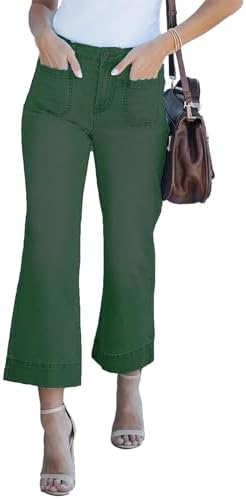 Wide Leg Jeans for Women Trendy High Waisted Flare Jeans Cropped Pants Stretchy Baggy