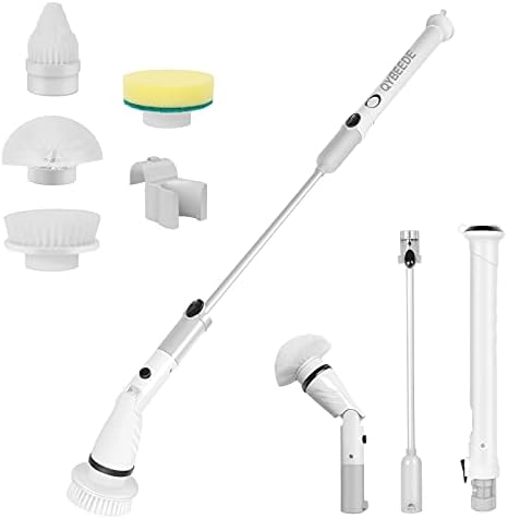Electric Cleaning Brush with Long Handle Rechargeable, Efficient Electric Spin Scrubber Cordless Tub and Tile Scrubber, Electric Scrubber Brush for Cleaning Bathroom Cleaning Tool Waterproof