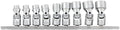 Performance Tool W36981 1/4-Inch 9 Piece Drive Metric Flex Socket Set, Silver | Chrome vanadium steel. 6-point design reduces fastener rounding. Includes metal clip socket rail. 6mm to 14mm