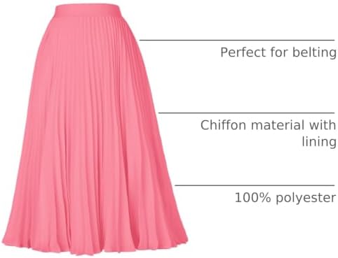 GRACE KARIN Pleated Midi Skirt for Women Chiffon A-Line Outfits