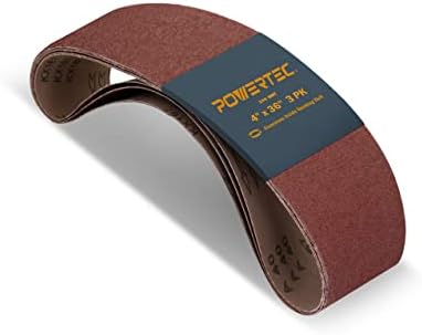 POWERTEC 3PK 4x36 Sanding Belts, 240 Grit Aluminum Oxide, 4 x 36 Inch Sanding Belts for Benchtop Belt and Disc Sander, Belt Sandpaper, Woodworking, Metalworking, Paint, Rust Removal (110153)