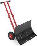 GarveeTech 29x19.8 in Rolling Snow Shovel on Wheels, Metal Snow Pusher