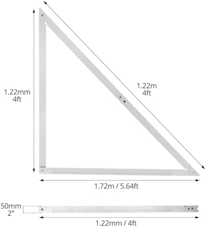 QWORK Combination Square, 48" Folding Aluminum Angle Ruler Precision Carpenter Tool for Framing, Woodworking