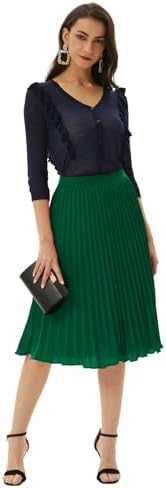 GRACE KARIN Pleated Midi Skirt for Women Chiffon A-Line Outfits