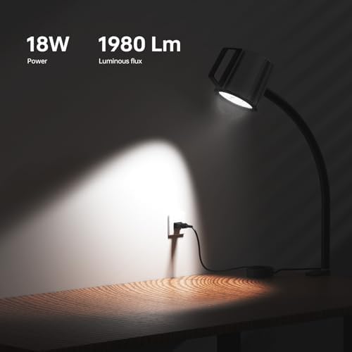 Clamp Light, 18W Machine Light, 1800 Lumens Flexible Lathe Work Light for CNC Milling Machine Drill Press Lighting (clamp Base)