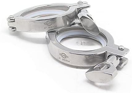 QiiMii 13MHHM Stainless Steel 304 Single Pin Heavy Duty Tri Clamp with Wing Nut for Ferrule TC 2"(2 Pack) (2 Inch)