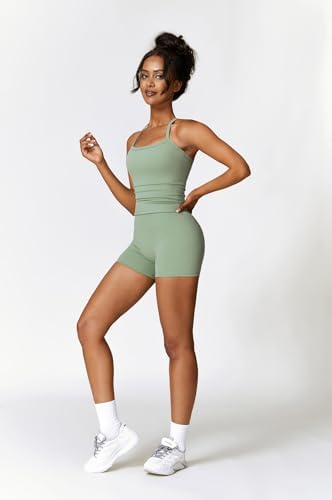 QBGJTD Two Piece Workout Sets For Women Tank Top Matching High Waist Booty Lifting Shorts Gym Yoga Active Wear Outfits