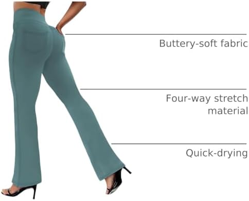VOOVEEYA Women's Bootcut Leggings - Bootleg Yoga Pants Flare with 4 Pockets