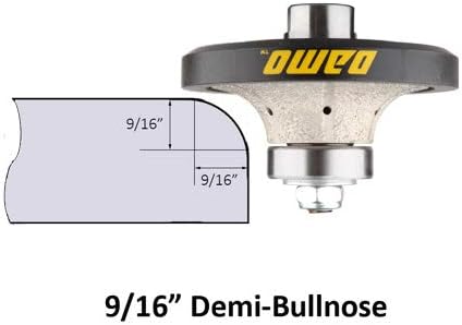 DAMO 9/16 inch Demi Bullnose & Half Bullnose Diamond Hand Profile Wheel, Hand Profiler, Coarse Grit Router Bit, 5/8-11 Thread, for Granite, Concrete, Marble, and Countertop Edge