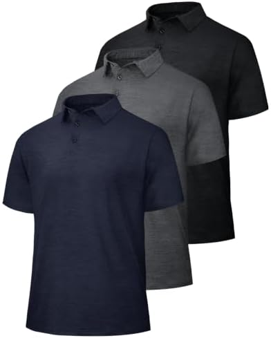 BOOJO 5 Pack Polo Shirts for Men - Quick Dry Moisture Wicking Performance Short Sleeve Mens Golf Shirts for Work Athletic