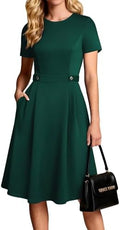 GRACE KARIN Women's 2026 Short Sleeve Church Work Midi Dresses with Pockets