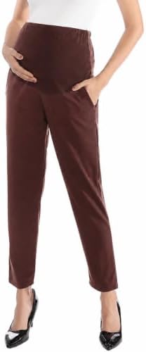 Maternity Pants Work Over The Belly with Pockets, Womens Pregnancy Dress Pants Office Clothes Trousers Stretch Summer