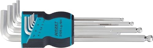 Hazet 2105LG/9H 9 Piece Metric Ball End Hex L-key Long Set in Holder