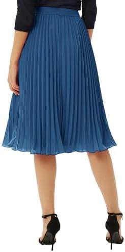 GRACE KARIN Pleated Midi Skirt for Women Chiffon A-Line Outfits