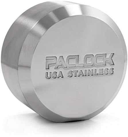 PACLOCK's 7-Series Flat Back Puck w/Tapped Holes, High Security Rotating Disc, Manufacturer-Controlled Key Assigning, Exclusive Key Number, Keyed Differently w/ 1 Key, 304 Stainless Steel