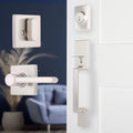 BRINKS Contemporary Keyed Entry Door Handleset with Lever and Deadbolt, Modern Front Door Lock Set, Easy Install, Pick-Resistant (Straight Lever, Satin Nickel)