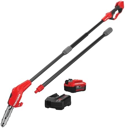 CRAFTSMAN V20 Cordless Pole Saw, 14-Foot, Battery and Charger Included, Pole Saws for Tree Trimming, Up to 325 Cuts per Charge, 4.0Ah, Electric Tree Trimmer (CMCCSP20M1)