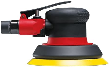 Chicago Pneumatic CP3511 - Air Orbital Sander Tool, Home Improvement, Woodworking Tools, Polisher, Rust Removal, Heavy Duty, Non-Vacuum, PSA, 5 Inch (125 mm), 0.28 HP / 210 W - 12000 RPM,Black/Red