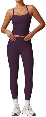 ABOCIW Workout Sets for Women 2 Piece Padded Sports Bra Tank Top High Waist Leggings Sets Gym Yoga Work Out Clothes