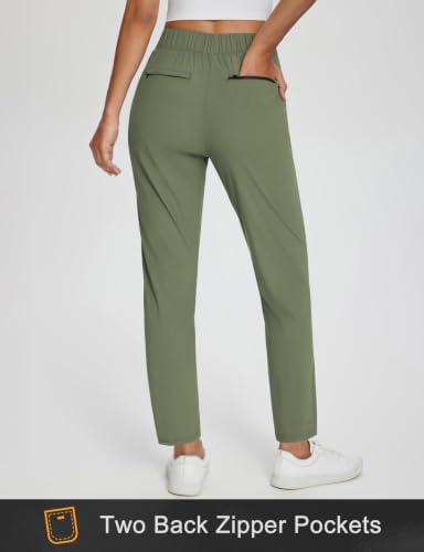 baleaf Womens Business Casual Pants Stretch Travel Pants On Airport with Zipper Pockets Dressy Slacks Golf Work Pull on