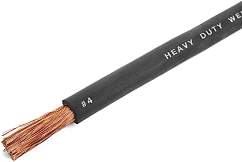 EWCS 4 Gauge Premium Extra Flexible Welding Cable 600 Volt - Black - 50 Feet - Made in The USA