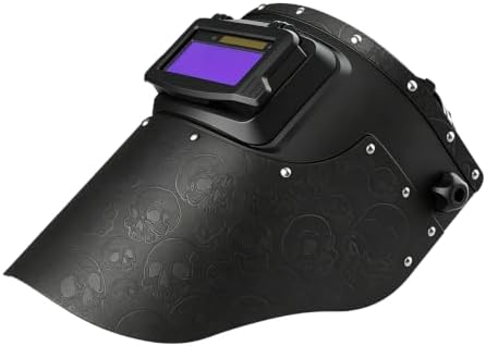 SHINE Leather Auto Darkening Welding Helmet, 1/1/1/2 True Color Flip-up Welding Mask,2x4 1/4 Variable Shade 4/9-13 Welding Hood