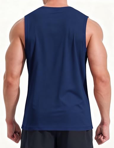 KPSUN Men's Quick Dry Workout Tank Top Summer Beach Shirt | UPF 50+ Sleeveless Gym Muscle Shirt with Hidden Pocket for Keys. Ideal for Gym Training, Outdoor Running, And Beach Workouts