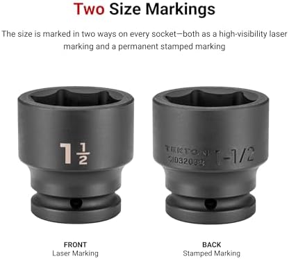 TEKTON 3/4 Inch Drive Impact Socket Set, 25-Piece | SID93013 | (17 - 50 mm, Common Sizes), Shallow, 6-Point