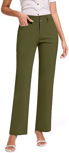 KICZOY Women Dress Pants Stretch Business Straight Leg with Pockets Wear to Work Casual 2026 Suitpants