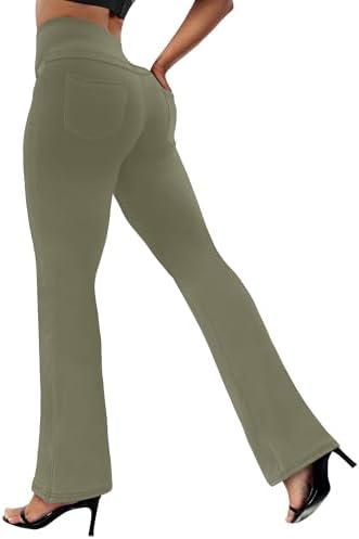 VOOVEEYA Women's Bootcut Leggings - Bootleg Yoga Pants Flare with 4 Pockets