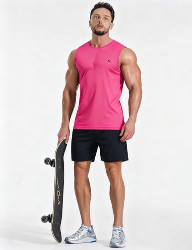 KPSUN Men's Quick Dry Workout Tank Top Summer Beach Shirt | UPF 50+ Sleeveless Gym Muscle Shirt with Hidden Pocket for Keys. Ideal for Gym Training, Outdoor Running, And Beach Workouts