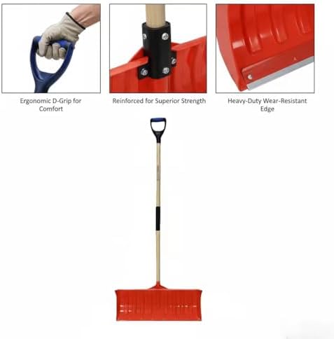 Heavy Duty Winter Snow Shovel, Manual Snow Removal Tool for Driveways, Sidewalks, Outdoor Use
