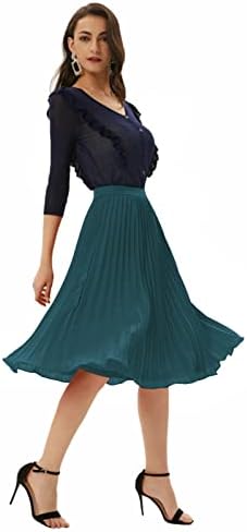 GRACE KARIN Pleated Midi Skirt for Women Chiffon A-Line Outfits
