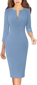 VFSHOW Womens Work Business Office Zipper Up Slim Bodycon Sheath Dress