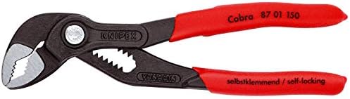 KNIPEX Tools Cobra Water Pump Pliers (8701150), 6-Inch,Red and KNIPEX Tools 86 03 125, 5-Inch Mini Pliers Wrench Bundle