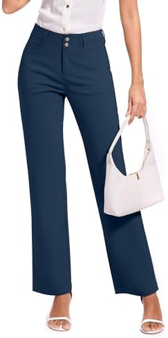 KICZOY Women Dress Pants Stretch Business Straight Leg with Pockets Wear to Work Casual 2026 Suitpants