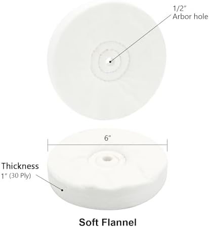 SCOTTCHEN Polishing Wheel 6" x 1/2" Arbor Soft Flannel 30plys for Bench Grinder - 2 Pack