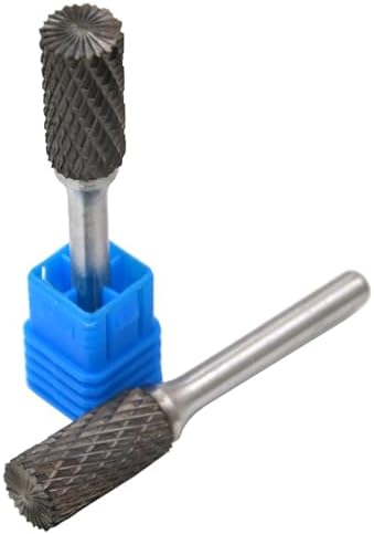 5Pcs,1/2 Dia.Flat Cylinder Solid Carbide Burrs Heavy Duty Carbide Grinding Heads Chamfering Abrasion Industrial Deburring Rotary Tools for Steel Metal Straight Edges Flat Bottom Metalworking
