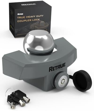 RETRUE Heavy Duty Widened Trailer Hitch Lock for 2 5/16" Ball Coupler, Gray