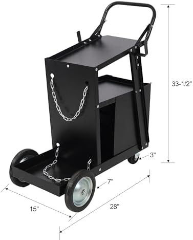 Heavy Duty Welding Cart, 2-Tier 4 Drawer Rolling Welder Trolley with 360° Swivel Wheels, Portable Storage Cart for MIG/TIG/ARC Welder & Plasma Cutter, 220LBS Load Capacity