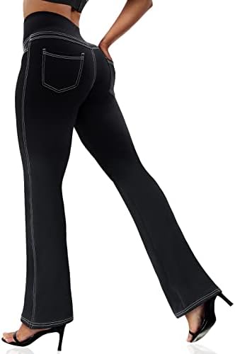 VOOVEEYA Women's Bootcut Leggings - Bootleg Yoga Pants Flare with 4 Pockets