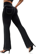 VOOVEEYA Women's Bootcut Leggings - Bootleg Yoga Pants Flare with 4 Pockets